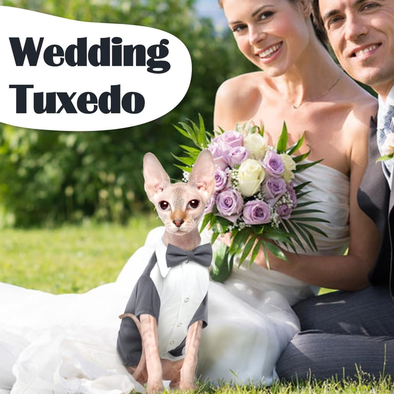 スーツ・フォーマル・ドレス gato ZZ Cat Tuxedo Suit, Sphynx Cat Suit for Cat with Two Bow Tie, Cat
