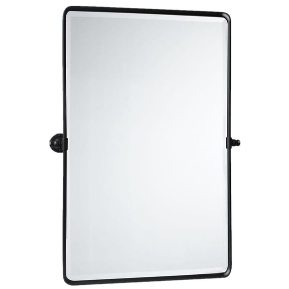 TEHOME Farmhouse Pivot Rectangle Bathroom Mirror Black Metal Framed Tilting Beveled Vanity Mirrors 23x35"
