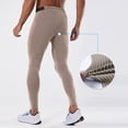 thumbnail image 2 of IWRICH Men's Striped Tights Compression Pants Workout Running Gym Legging Pants Yellow M, 2 of 8