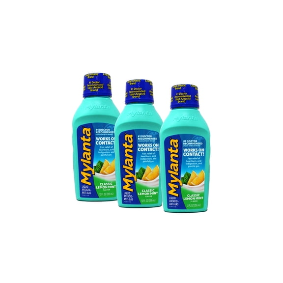 MYLANTA Maximum Strength Liquid Antacid   Anti-Gas, Classic Flavor 12 oz (Pack of 3)