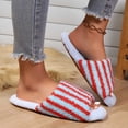 thumbnail image 5 of Xfvqtps Womens Stripe Slippers Open Toe Soft Sole House Shoes Indoor Warm Fall Winter Slip on Cozy Cute Slides, 5 of 8