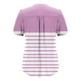 thumbnail image 5 of Tops for Women Short Sleeve Pleated Button Color Block V-Neck Casual Casual Blouse Pink M, 5 of 6