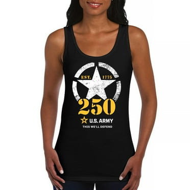 US Army 250th Logo Women's Tank Top Anniversary Military Veteran American Pride Est 1775 Patriotic Armed Forces