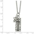 thumbnail image 5 of Avariah Diamonds Chisel Stainless Steel Polished Black IP-plated 2 Piece Cross Pendant on a Cable Chain Necklace - 20", 5 of 8