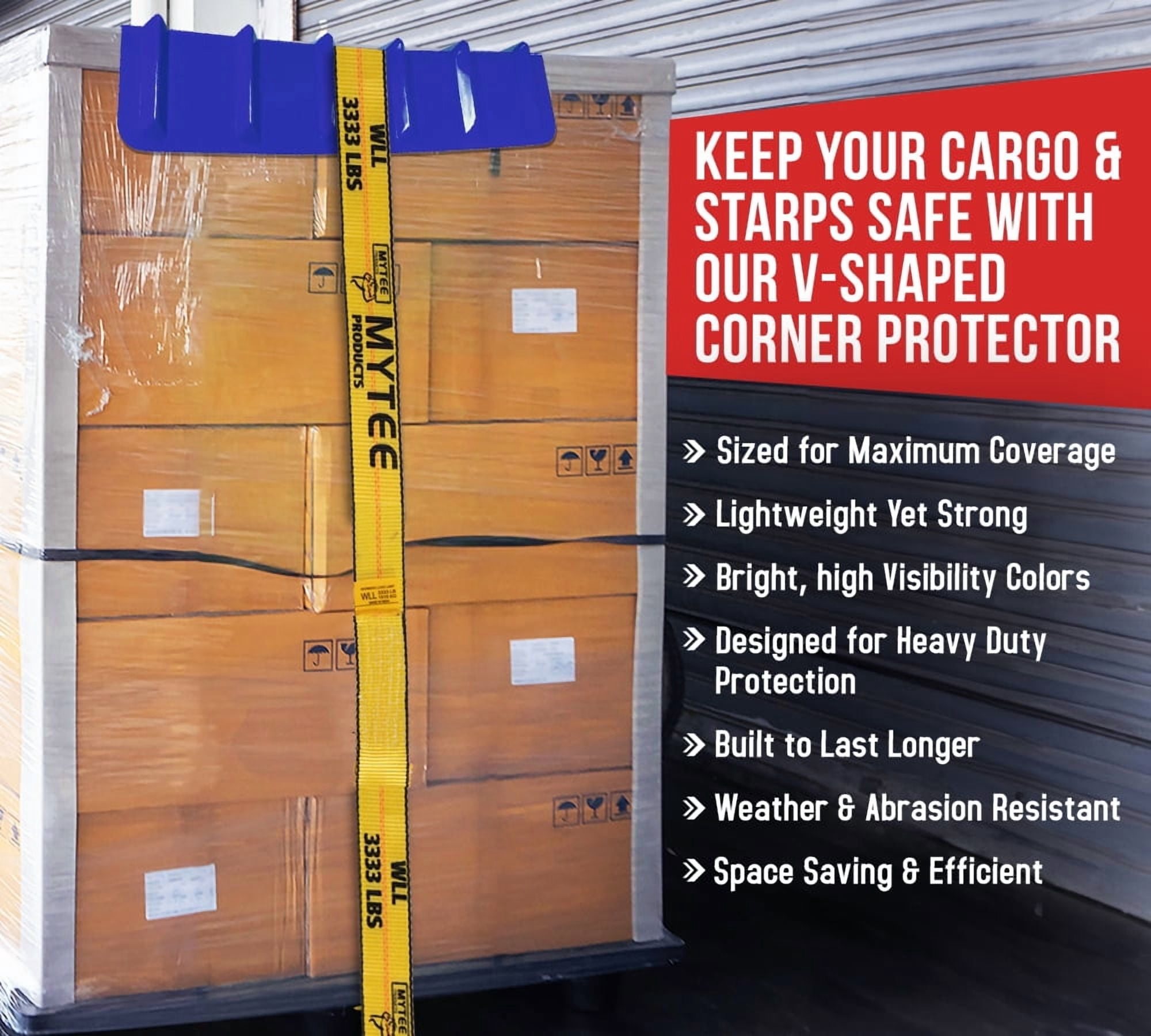 10 Pack Blue Flatbed Edge Protectors - 8" x 8" x 36" |  V Shaped Winch Ratchet Straps Plastic Corner Protector for Flatbed Cargo Load