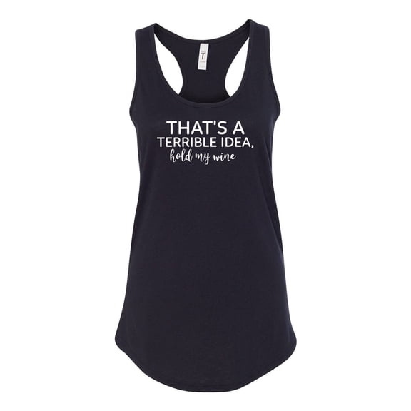 Women's Funny Hold My Wine Ladies Racerback Tank Top-Black-small