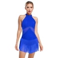 thumbnail image 1 of MSemis Justaucorps de Danse Latine Samba pour Femmes avec Strass, Franges, Salsa Rumba, Costume de Danse de Salon, Robe Cocktail Bleu Royal P, 1 of 5