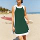thumbnail image 5 of Vestido de Verano de Manga Corta de las Mujeres Cuello Redondo Cuello en V Sólido Casual Mini Patinador Vestido de Dos Piezas, Falda de Verano Corta, 5 of 6