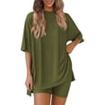 thumbnail image 2 of 2 Piece Sets for Women Summer Lounge Sets Casual Oversized Tshirts Shorts Matching Airport Travel Outfits Postpartum, 2 of 6