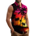 thumbnail image 5 of Erwazi Men's Hawaii Printed Lapel Button Down Vest Sleeveless Collared Beach Casual Summer Top with Chest Pocket, 5 of 6