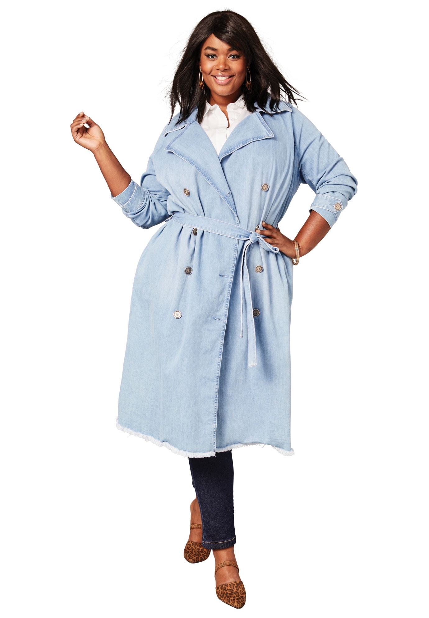 plus size denim duster jacket