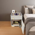 thumbnail image 6 of Smart Bedside Cabinet, Grey Password Lock Nightstand with LED Light, Phone Charging Anti-Theft Storage Cabinet for Bedroom Home Office, 6 of 16