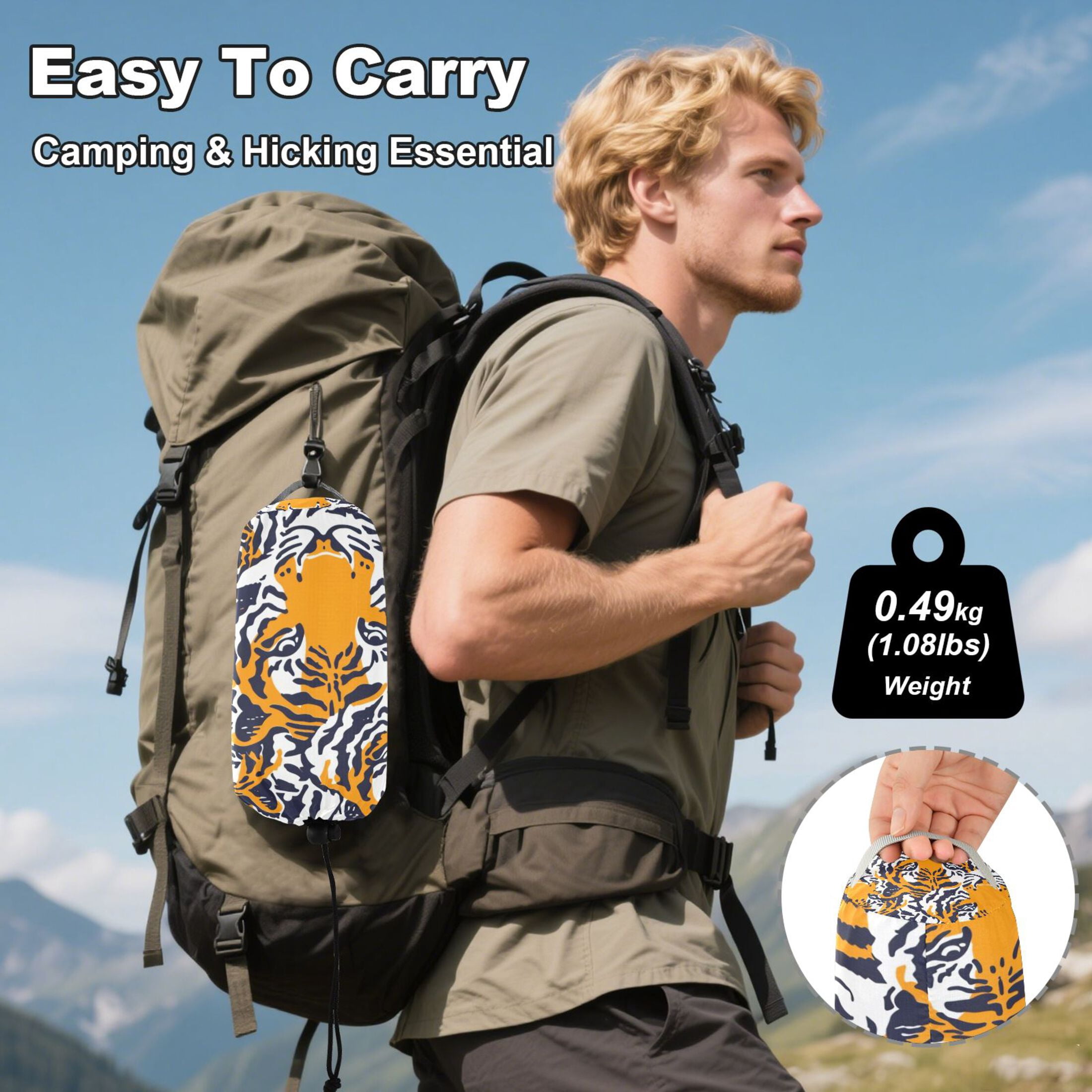 Hammock Camping Hammock Nylon Portable Hammock Travel Camping Hammock Orange Tiger