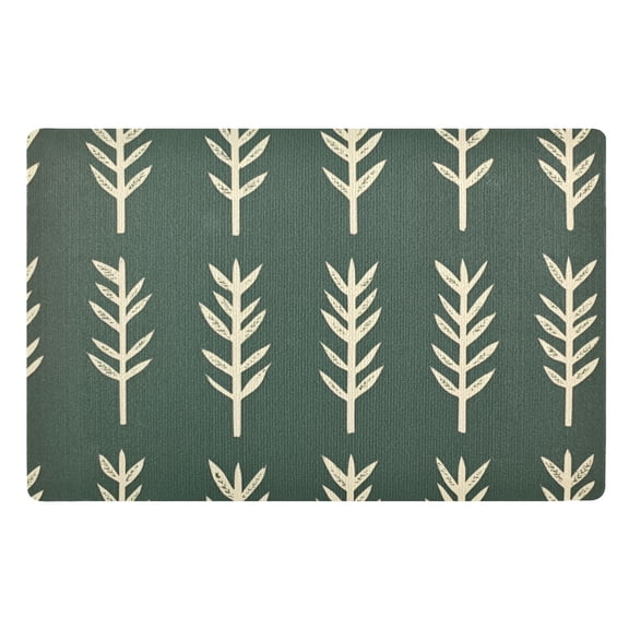 Yayeee Doormat for Indoor Entrance 32" x 20" Non Slippery Floor Rug, Dark Green Leaves