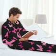 thumbnail image 6 of Naloa Breast Cancer Men’s Pajamas Set - Long Sleeve Button Down Sleep Shirt and Pajama Bottoms Sleepwear Set-Small, 6 of 7
