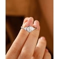 thumbnail image 5 of vylahjewellery Women's Oval Cut Moissanite Engagement Anniversary Ring, 14K Vermeil White Gold Bezel Set with Trillion Cut Side Stones Proposal Rings Promise Wedding Ring, 5 of 8