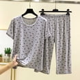 thumbnail image 2 of Bovxnpu Women's Pajamas Set Cotton Loose Floral Short Sleeve Capris Pants Pajamas Set, 2 of 6