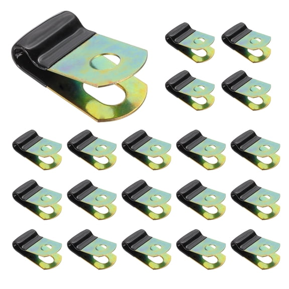 1/5 Inch Vinyl Coated Cable Clamps Galvanized Steel Metal Clips Black, 20 Pack