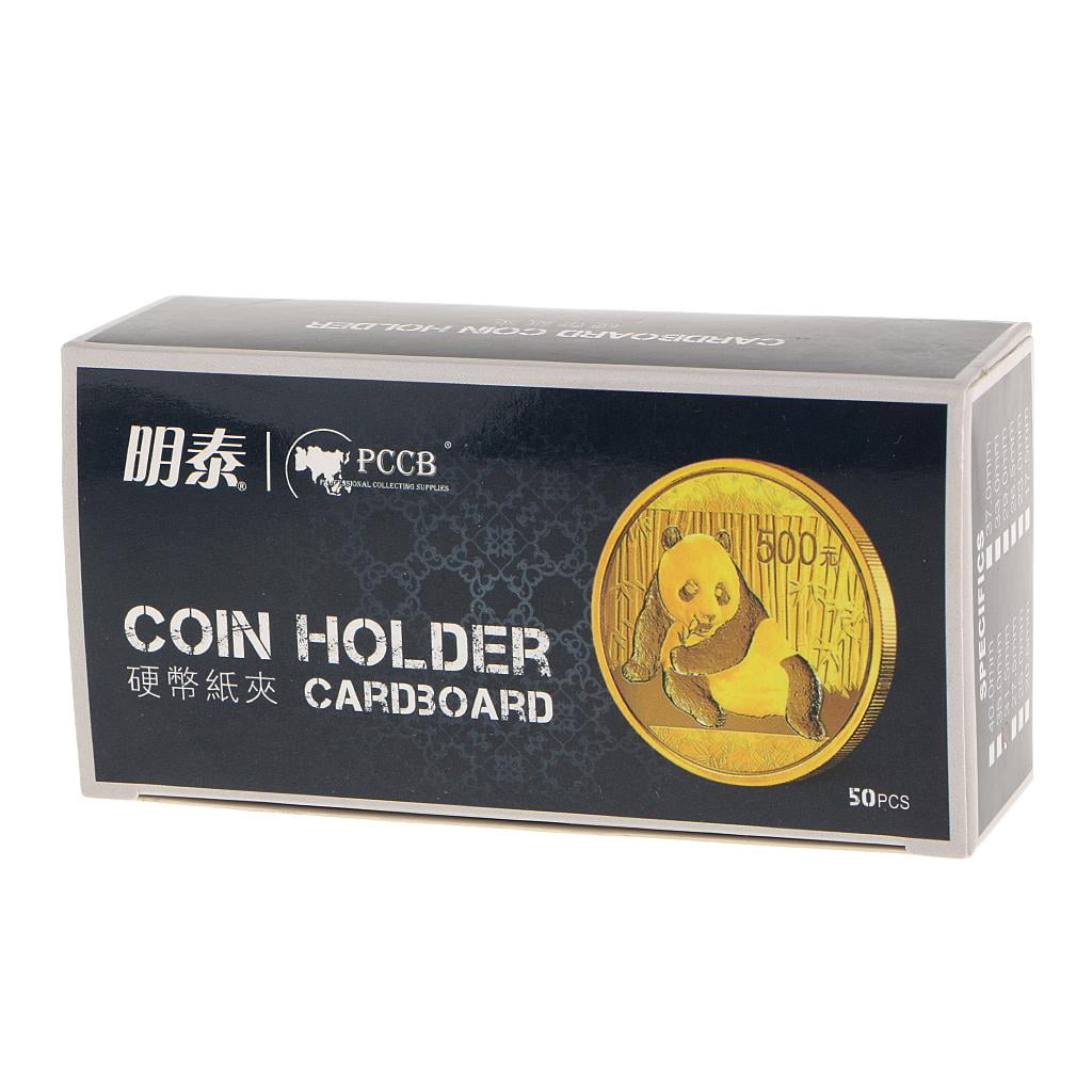 50Pcs 2x2 Cardboard Coin Holders Storage Gift Flips Mylar Coin Supplies 33mm 