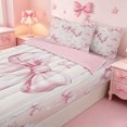 thumbnail image 3 of meiyoeat Pink Princess Bowknot Zipper Twin Comforter Sets with Fitted Sheet and 2 Pillowcases For Girls,Modern Bow Tie Zipper Bedding Set For Kids,Pink Reversible,4 Pieces, 3 of 7