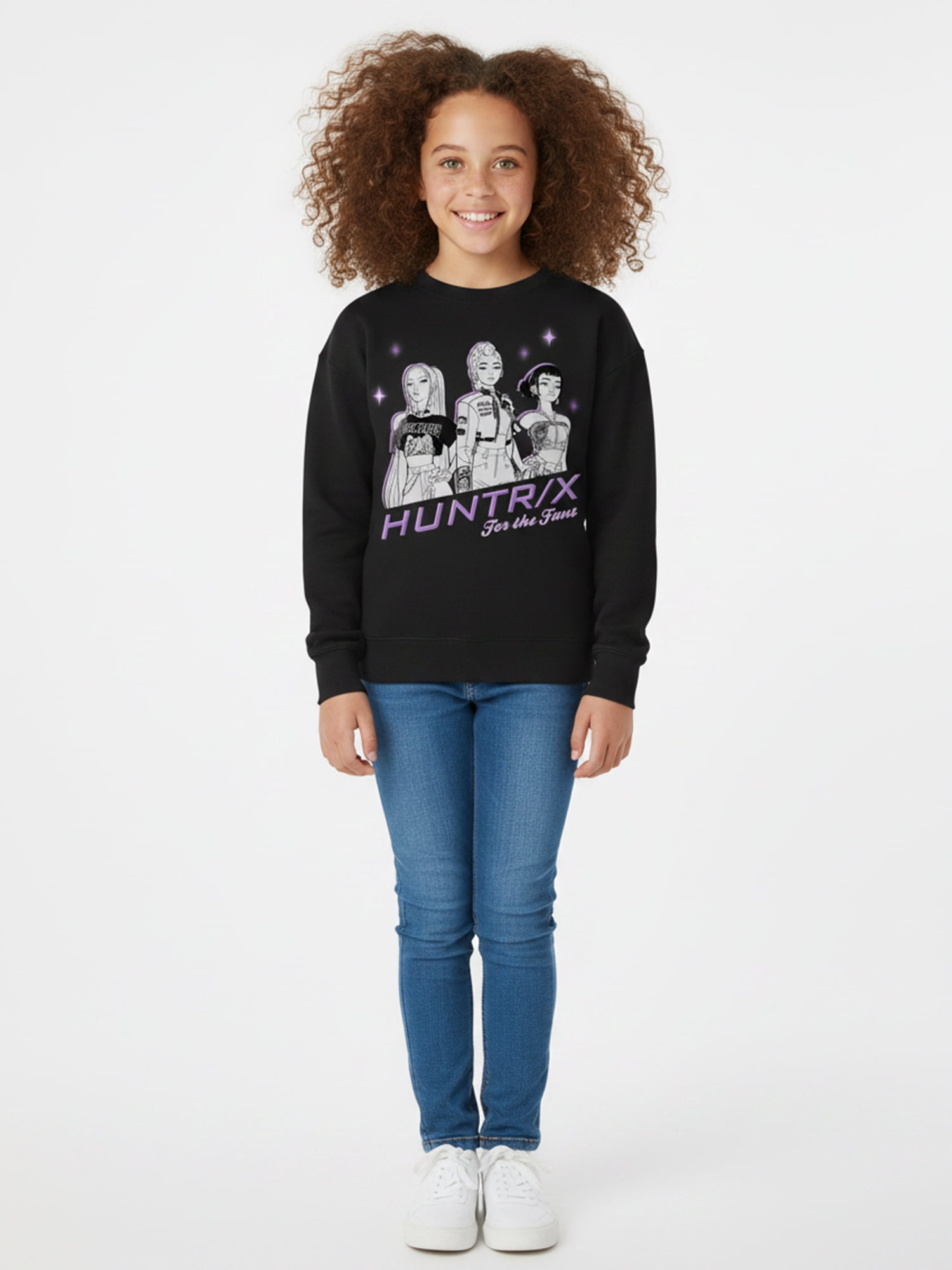 KPop Demon Hunters Girls Huntrix Glowing Graphic Sweatshirt, Sizes 4-16