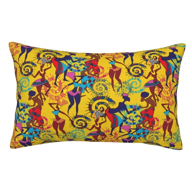 Fotbe Dancing African Womens Funda de Almohada Decorativa Estilo Occidental, Lujo en Algodón, Fundas para Almohadas King, Cojín Estampado para Decoración del Hogar-14"x20"