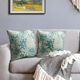 thumbnail image 2 of Teal Flower Pillow Covers 20x20 Set of 2 Summer Dahlia Floral Modern Geometric Floral Cream Outdoor Decorative Throw Pillows Farmhouse Pillowcases Linen Cushion Case Decor for Home Sofa Couch Bed, 2 of 6