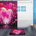 thumbnail image 2 of FREEAMG Beautiful Love Heart Bath Curtain Rugs Sets 2 Pcs, Bathroom Theme Set with Shower Curtain and Non-Slip Carpet -12 Hooks-60X72in, 2 of 7