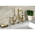 thumbnail image 6 of Kingston Brass KS7973AL English Country Bridge Bathroom Faucet with Matching Pop-up Drain, Antique Brass, 6 of 7