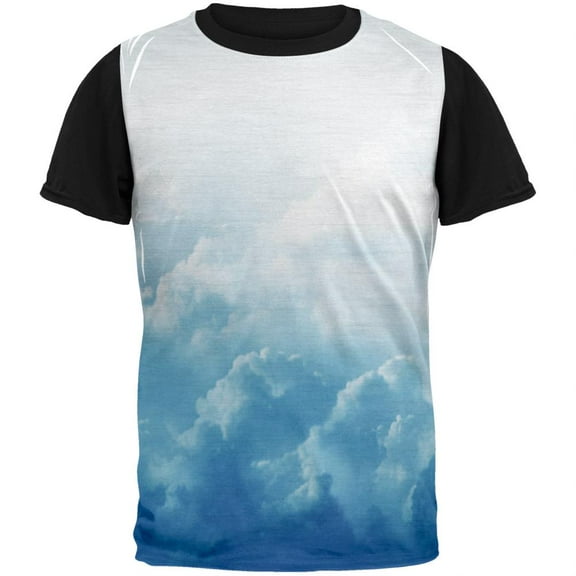 Clouds Adult Black Back T-Shirt - X-Large