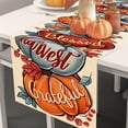 thumbnail image 5 of Thanksgiving Pumpkin Thankful Grateful Blessed Table Runner, Blue Fall Harvest Kitchen Dining Table Decoration, Autumn Seasonal Burlap Indoor Outdoor Home Decor Party Supply 13.8 x 71 Inches, 5 of 6