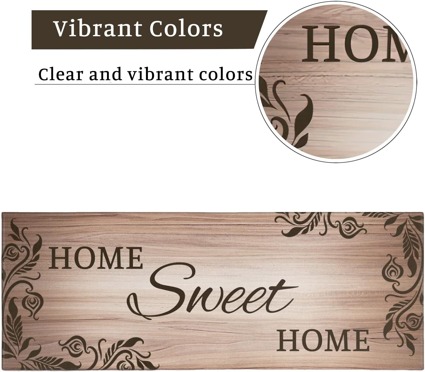 Kitchen Mats Floor Home Sweet Home - Kitchen Mat Set of 2, Brown Kitchen Rug, Farmhouse Kitchen Rugs for Kitchen Sink Area, Kitchen Sink Rugs and Mats, Kitchen Rugs with Words, 17x24 and 17x48 Inch - image 5 of 5