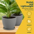 thumbnail image 3 of Gray 6-Inch Plant Pots with Drainage & Saucers 12 Pack, Indoor & Outdoor Planters for Houseplants, Herbs, and Flowers, Durable & Weatherproof Material, Stackable, Lightweight, Minimalist Design, 3 of 4