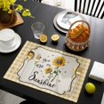thumbnail image 3 of Sunflowers Placemats Set of 12, Yellow Floral Botanical Checkered Rustic Placemats for Dining Table, Place Mats for Kitchen Tabletop, Waterproof Wipeable Dining Table Mats Set, 3 of 9