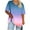 Blue, variant on Plus Size Tops for Women Summer Casual V Neck Short Sleeve Gradient Color T-Shirts Loose Comfortable Tee (5XL, Blue)