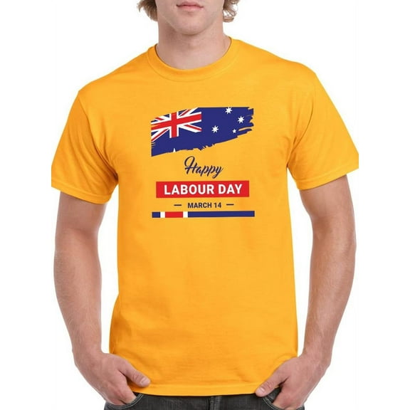 Labour Day Flag And Banner T-Shirt Men -Image by Shutterstock, Male Small