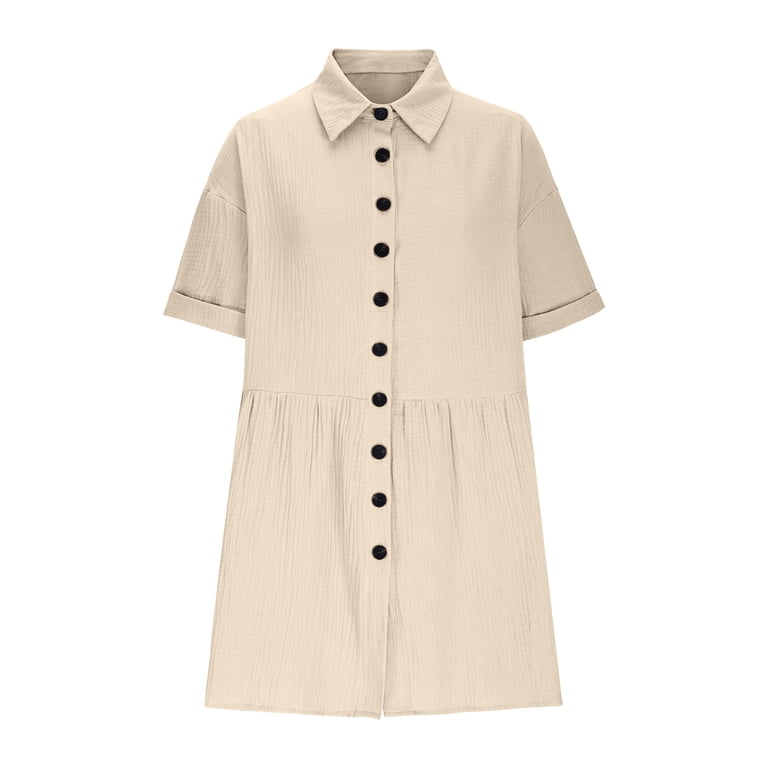Beige Tank Top Swing Dress Puntoco Plus Size Dresses Women's Sleeveless  Shirt Dress Ruffle