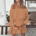 thumbnail image 5 of Fsqjgq Summer Dresses for Women 2024 One Shoulder Dresses Party Dress Boho Maxi Dress Vintage Print Beach Vacation Dresses Off Shoulder Tunic Casual Loose Fit Bell Sleeve Mini Dress Swing Beach L M, 5 of 5