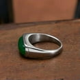 thumbnail image 6 of QQTDFG Green Stone Signet Ring for Men Women Stainless Steel Wedding Band Size 7-12-Silver Green-12, 6 of 9