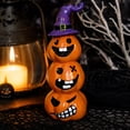 thumbnail image 3 of Cute Hat Wearing Pumpkin Resin Figurine Set, Spooky Tabletop Ornament, Minimalist European Style Decor for Halloween Living Room Shelf Indoor Holiday Party Display, 3 of 7