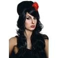 thumbnail image 1 of Peluca ALLAURA Amy Winehouse Black Beehive con flor roja, 1 of 8