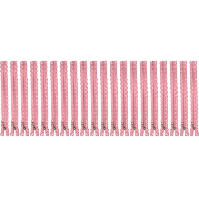 20 cremalleras de encaje de nailon para manualidades, 20 unidades, 20 cm, con forma de flor en espiral para coser manualidades para vestidos de novia, color rosa