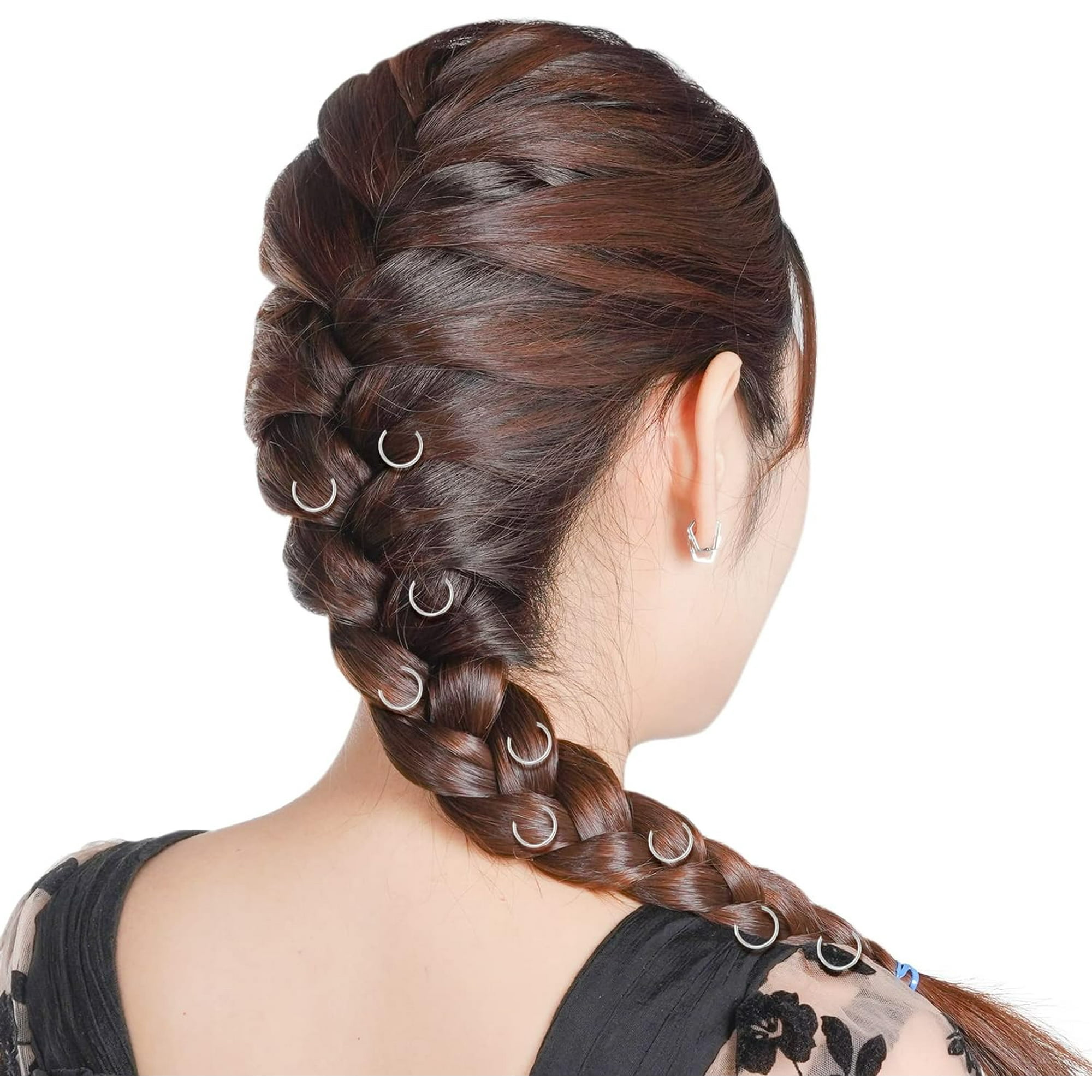 GHSDFBB 180 Pieces Hair Rings Braid Rings Hair Loop Clips Hair Hoops Women Fashion Hip Hop DIY Braid Rings Hair Clip Accessories for Dreadlocks