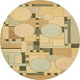 thumbnail image 1 of Ahgly Company Machine Washable Indoor Round Abstract Chrome Gold Yellow Area Rugs, 6' Round, 1 of 7