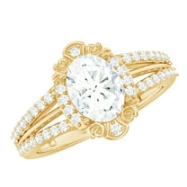Rosec Jewels Lab Grown Diamond Vintage Engagement Ring - 6x8 mm Oval - EF-VS Grade, 14K Yellow Gold, US 8.00