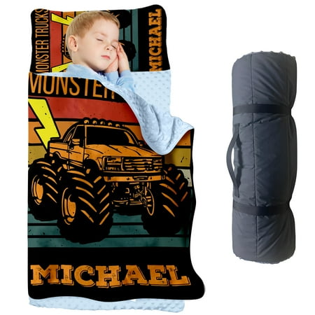 AOLOA Personalized Toddler Nap Mat Cool Truck Theme with Big Wheels Custom Name Sleep Mat with Blanket Ideal for Kindergarten Daycare Home & Travel Naptime AOLOA Personalized Toddler Nap Mat Cool Truck Theme with Big Wheels Custom Name Sleep Mat with Blanket Ideal for Kindergarten Daycare Home & Travel Naptime