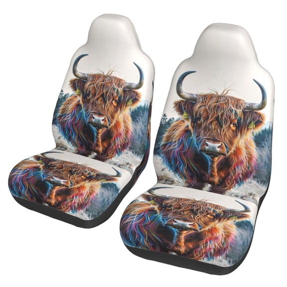 KAKALAD Beautiful Highland Cow 02 Car Accessories Seat Covers Set Vehicle Seat Covers Universal Front Seats Protector 2 Pcs