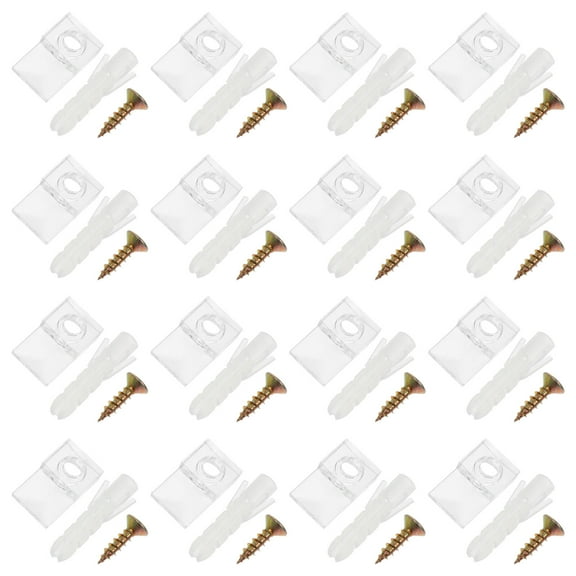 20 Sets Mirror Buckle Bracket Crystal Shelf Brackets Multi-Purpose Glass Clamps Plastic Holders for Home and Office