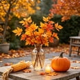 thumbnail image 5 of 2 Pack Orange Red Artificial Maple Leaf Stems, Fade Resistant Full Bushy Shape Bendable No Maintenance Foliage, Halloween Fall Vase Filler for Table Centerpiece Thanksgiving Home Decor, 5 of 6