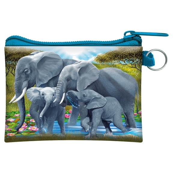 3D LiveLife Change Purse - Pachyderm Pals from Deluxebase. Lenticular Zip Pouch with 3D Elephant Image, Novelty Animal Wallet for Cash & Cards